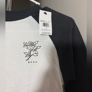 RVCA Black and White Raglan Long Sleeve Tee